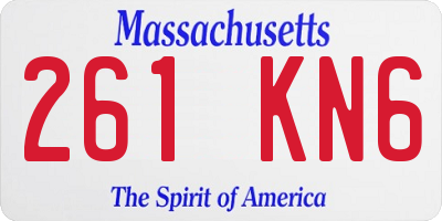MA license plate 261KN6