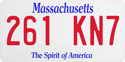 MA license plate 261KN7