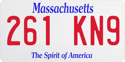 MA license plate 261KN9