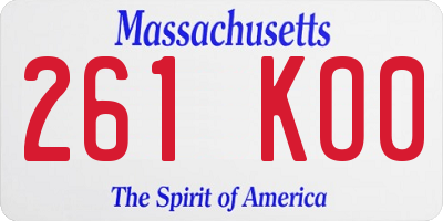 MA license plate 261KO0