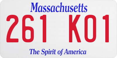 MA license plate 261KO1