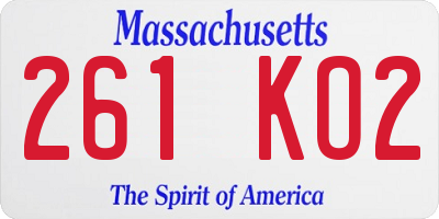 MA license plate 261KO2
