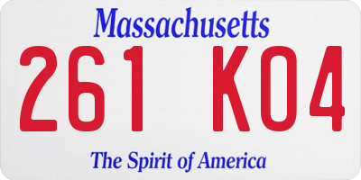 MA license plate 261KO4