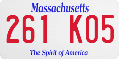MA license plate 261KO5