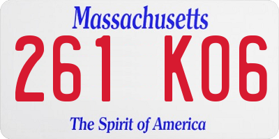 MA license plate 261KO6