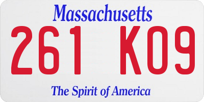 MA license plate 261KO9