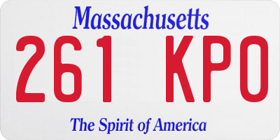 MA license plate 261KP0