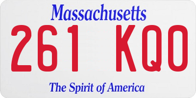MA license plate 261KQ0