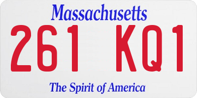 MA license plate 261KQ1