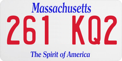 MA license plate 261KQ2