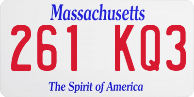 MA license plate 261KQ3