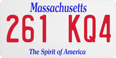 MA license plate 261KQ4