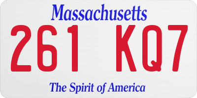 MA license plate 261KQ7