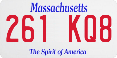 MA license plate 261KQ8