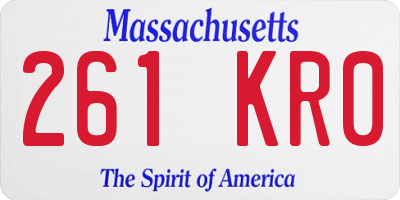 MA license plate 261KR0
