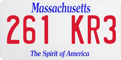 MA license plate 261KR3