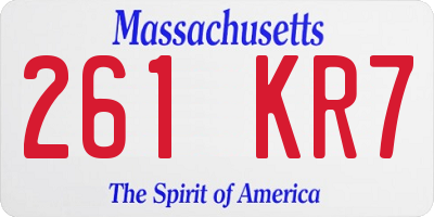 MA license plate 261KR7