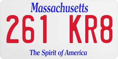 MA license plate 261KR8