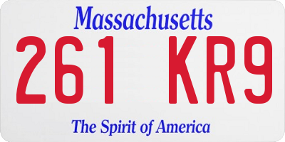 MA license plate 261KR9