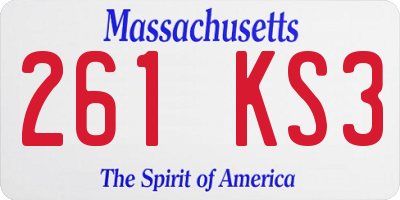 MA license plate 261KS3