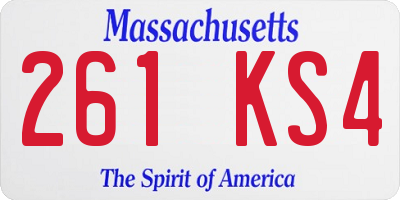 MA license plate 261KS4
