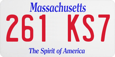 MA license plate 261KS7