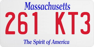 MA license plate 261KT3