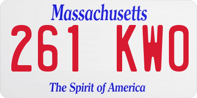 MA license plate 261KW0