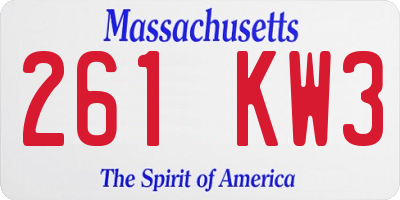 MA license plate 261KW3