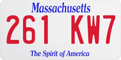 MA license plate 261KW7
