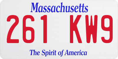 MA license plate 261KW9
