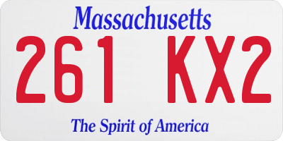 MA license plate 261KX2