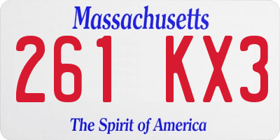 MA license plate 261KX3