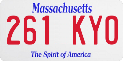 MA license plate 261KY0