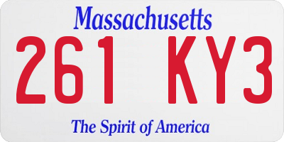 MA license plate 261KY3
