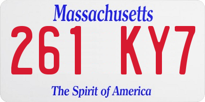 MA license plate 261KY7