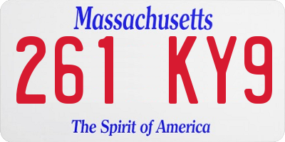 MA license plate 261KY9