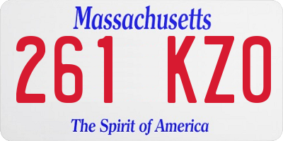 MA license plate 261KZ0