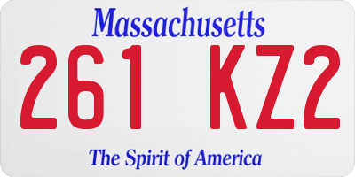 MA license plate 261KZ2
