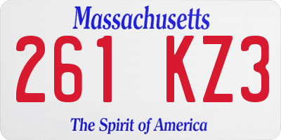 MA license plate 261KZ3