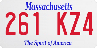 MA license plate 261KZ4