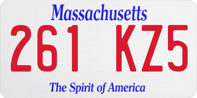 MA license plate 261KZ5