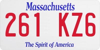 MA license plate 261KZ6