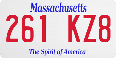 MA license plate 261KZ8