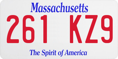 MA license plate 261KZ9
