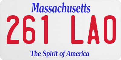MA license plate 261LA0