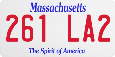 MA license plate 261LA2