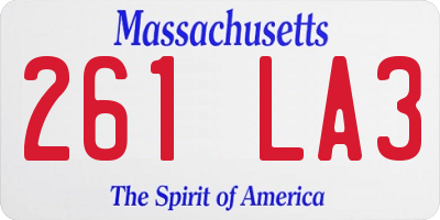 MA license plate 261LA3