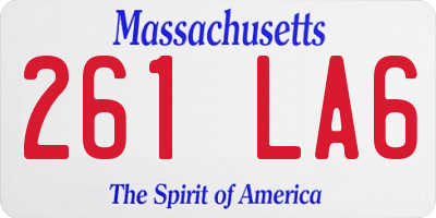 MA license plate 261LA6