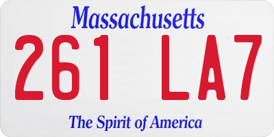 MA license plate 261LA7